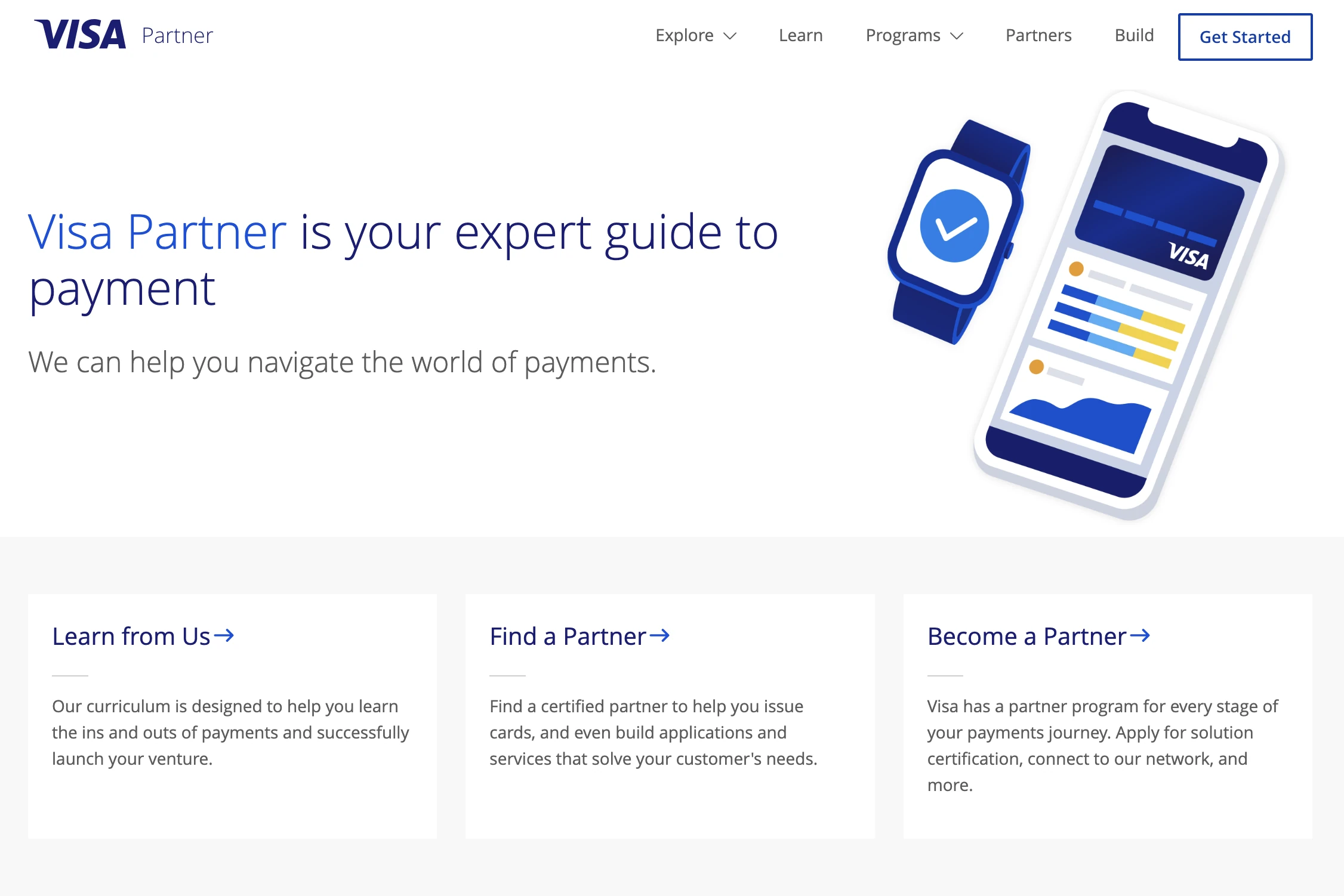 Visa Partner homepage with program and capability entry points